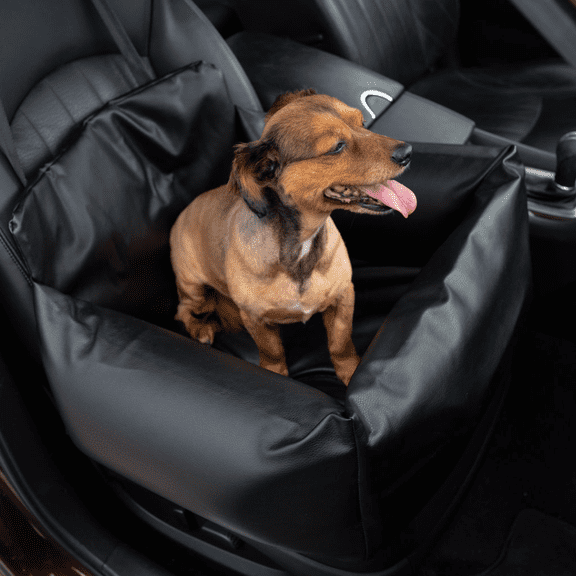 PupProtector? Faux Leather Memory Foam Dog Car Bed - Black