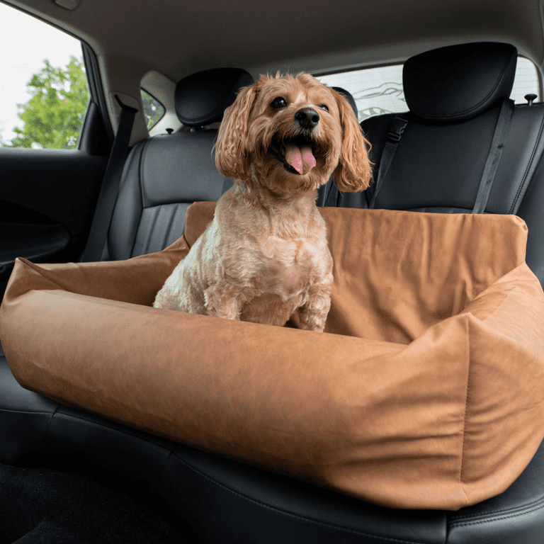PupProtector? Faux Leather Memory Foam Dog Car Bed Camel