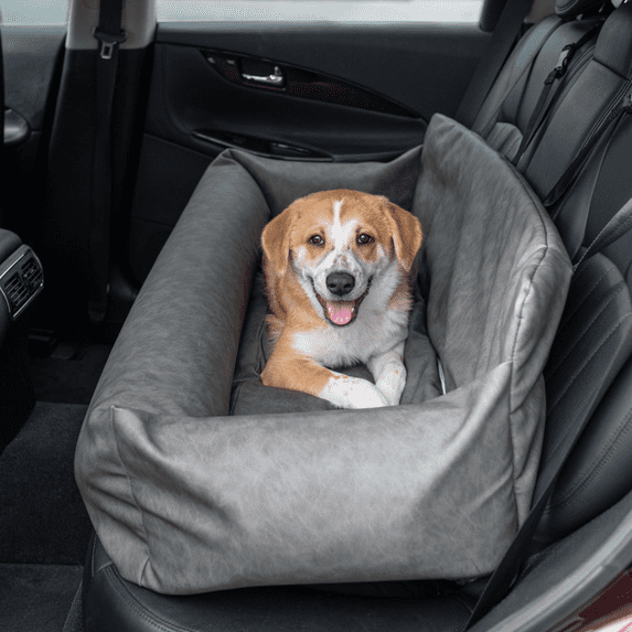 PupProtector? Faux Leather Memory Foam Dog Car Bed - Slate Gray