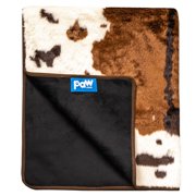 Paw Brands PupProtector Waterproof Luxury Faux Fur Washable Dog Throw Blanket, 60" L X 50" W, Brown Faux Cowhide