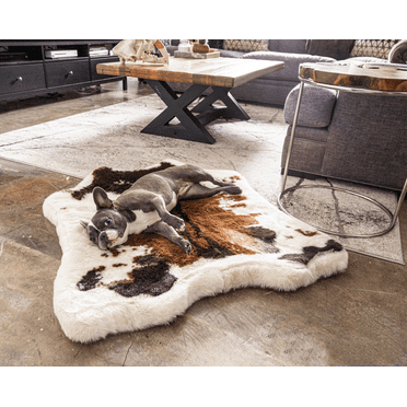 PupRug by Paw.com Animal Print Memory Foam Dog Bed - Brown Faux Cowhide