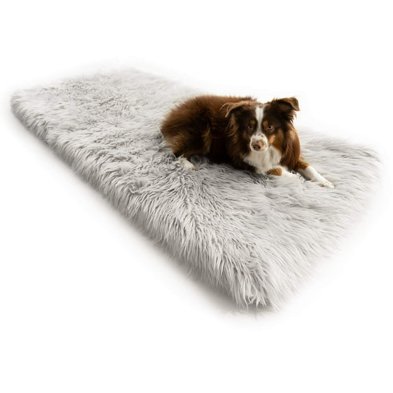 PupRug by Paw.com Runner Faux Fur Memory Foam Dog Bed - Rectangle Grey
