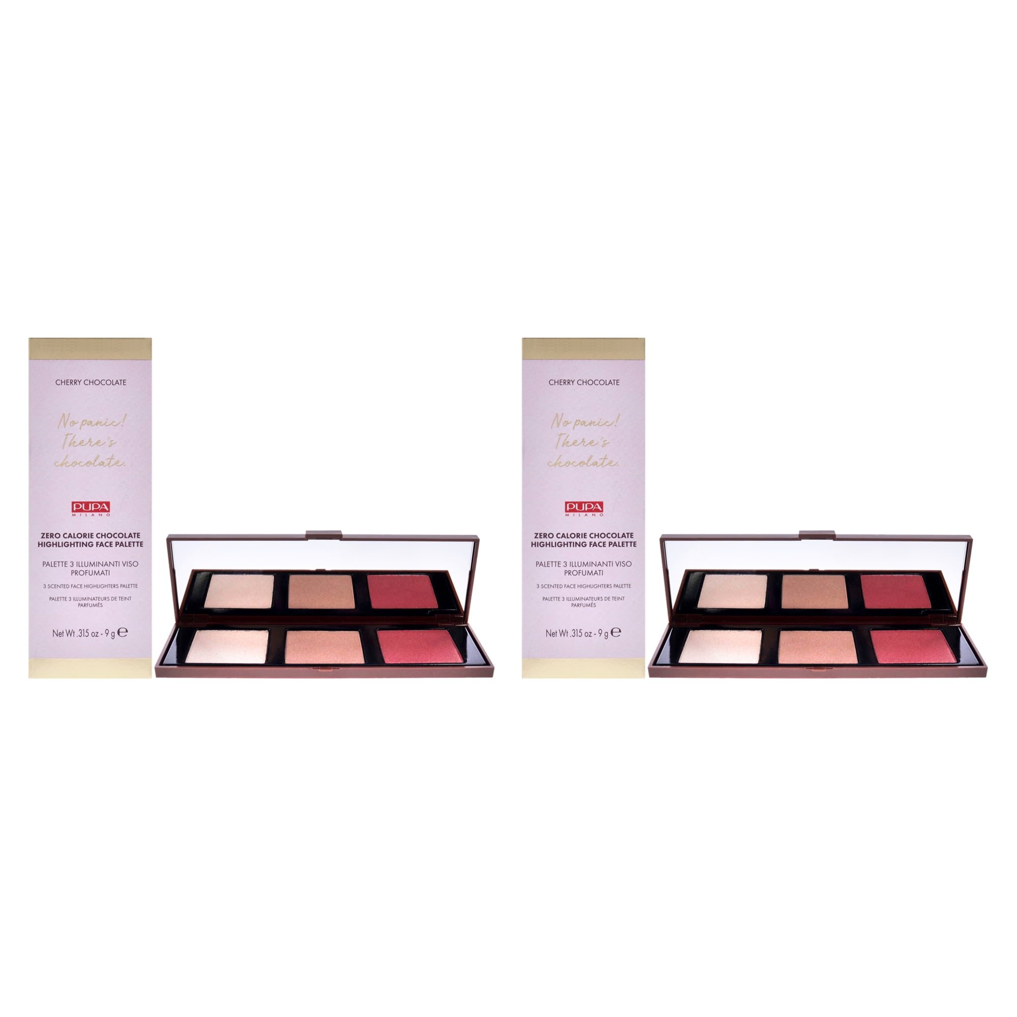 Pupa Milano Zero Calorie Chocolate Highlighter Palette - 001 Cherry Chocolate - Pack of 2 , 0.315 oz Highlighter