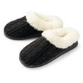 thumbnail image 1 of Pupeez Girls Cable Knit Slippers Fleece Lined House Shoe Black, 1 of 5