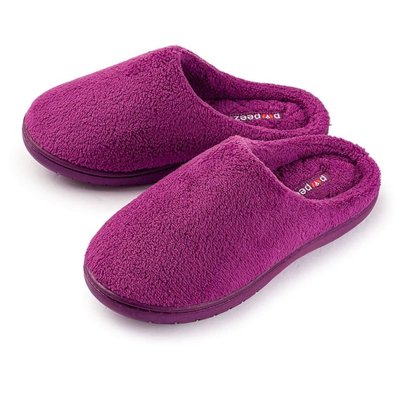 Pupeez Girls Classic Terry Clog Slippers Dark Purple