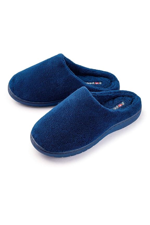 Girls Classic Terry Clog Slippers Navy