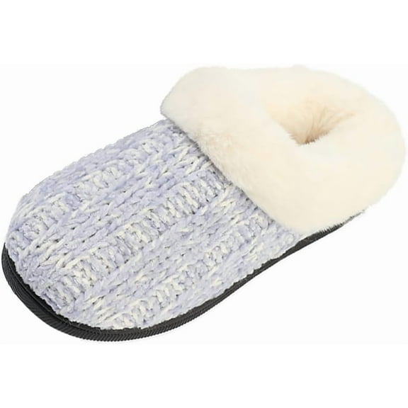 Pupeez Kid's Girl Memory Foam Comfort Plush Fleece Lined House Slipper - Crochet Rabbit Hair Clog - Warm and Cozy