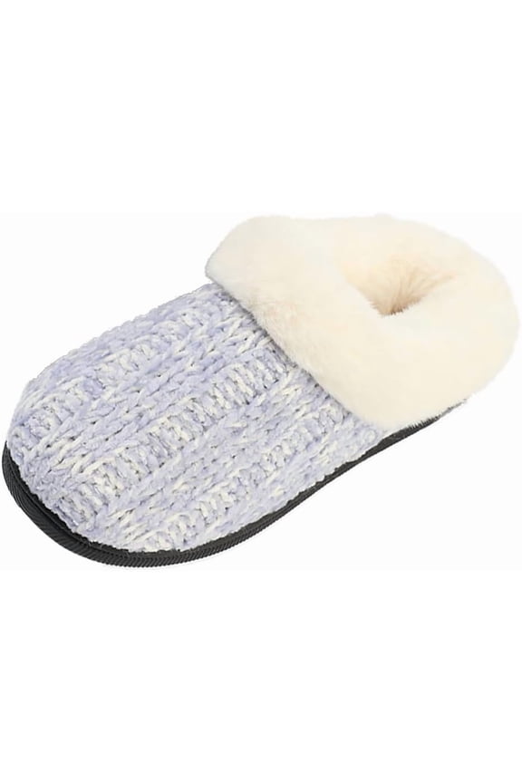 Kid's Girl Memory Foam Comfort Plush Fleece Lined House Slipper - Crochet Rabbit Hair Clog - Warm and Cozy