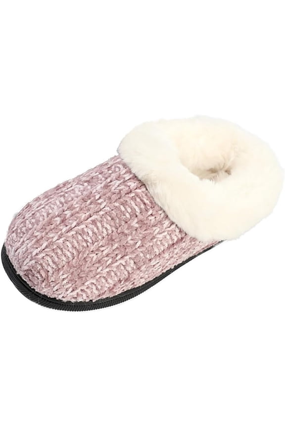 Kid's Girl Memory Foam Comfort Plush Fleece Lined House Slipper - Crochet Rabbit Hair Clog - Warm and Cozy