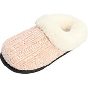 PUPEEZ Kid's Girl Memory Foam Comfort Plush Fleece Lined House Slipper - Crochet Rabbit Hair Clog - Warm and Cozy