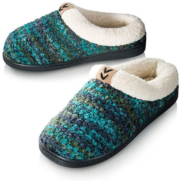 Pupeez Mother and Daughter Slippers Same Slippers Mommy and Me Matching Outfits Crochet Knitted Fleece Lined Clog Slippers Blue