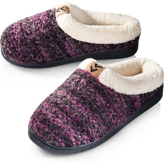 Pupeez Mother and Daughter Slippers Same Slippers Mommy and Me Matching Outfits Crochet Knitted Fleece Lined Clog Slippers Purple
