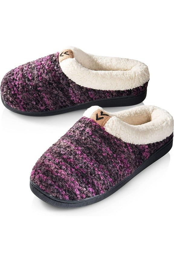 Mother and Daughter Slippers Same Slippers Mommy and Me Matching Outfits Crochet Knitted Fleece Lined Clog Slippers Purple