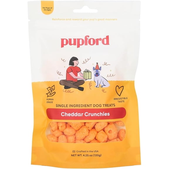 Pupford Cheese Crunchies, All-Natural, Healthy, Freeze Dried, Single-Ingredient Treat for Dogs & Puppies (Cheddar, 4.25 oz)