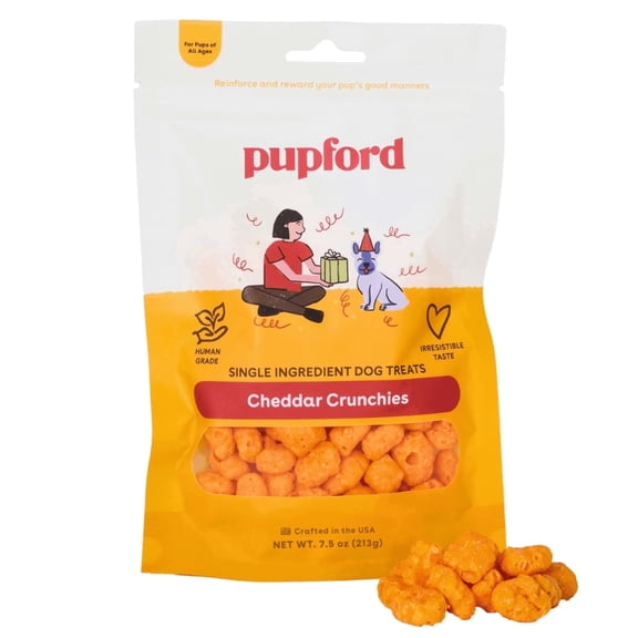 Pupford Cheese Crunchies, All-Natural, Healthy, Freeze Dried, Single-Ingredient Treat for Dogs & Puppies (Cheddar, 7 oz)