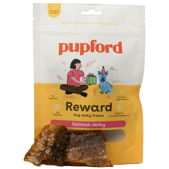 Pupford Salmon Jerky Treats for Dogs, 4 oz Bag