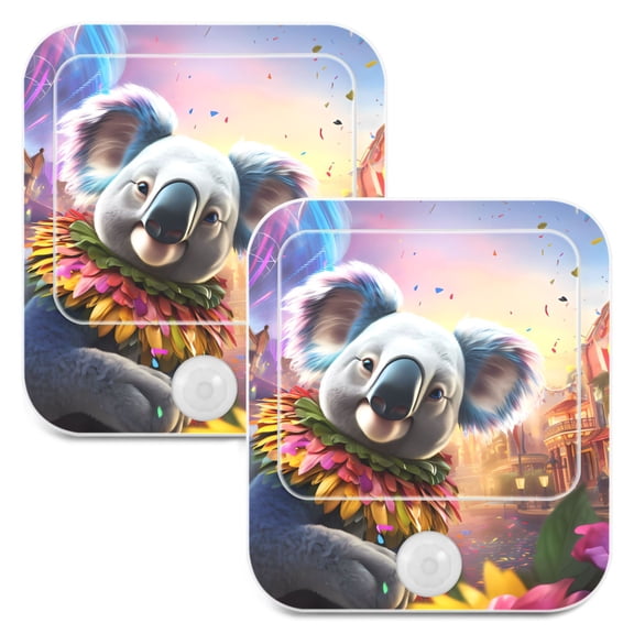 Puppet Bear Flowers Houses Night Lights Plug into Wall LED with Auto Light Sensor Warm Light for Kids Hallway Bedroom Living Room Kitchen Bathroom Set of 2