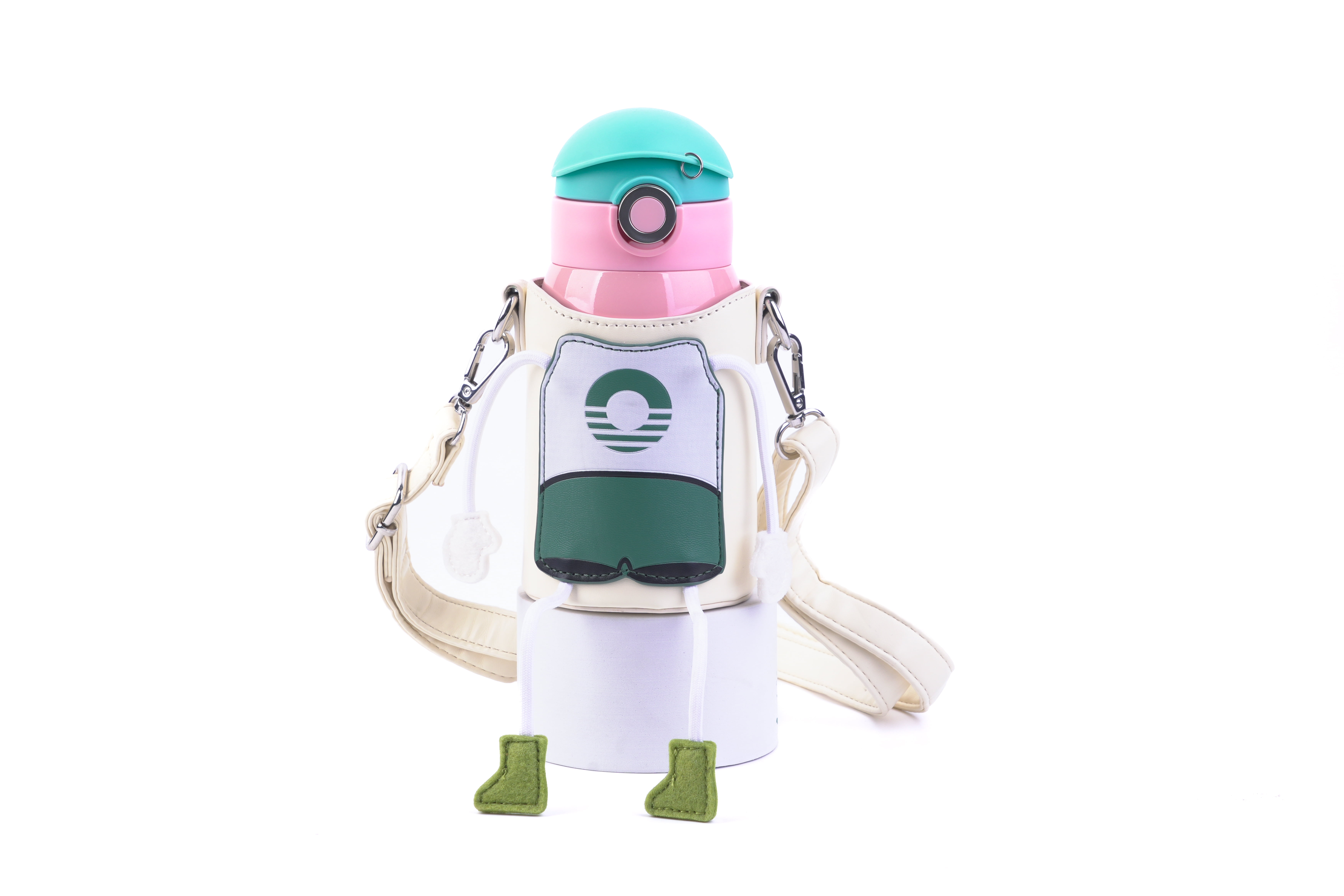 Puppet Fairy Direct Drinking Thermos Cup With Sleeve (Green+White)