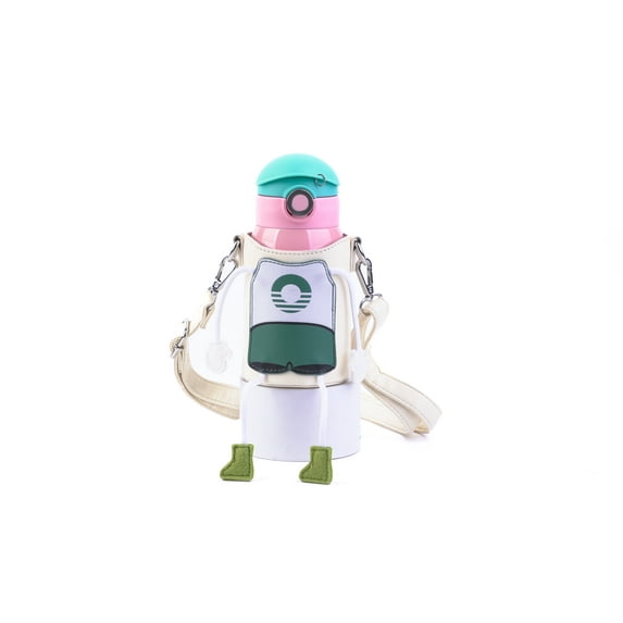 Puppet Fairy Straw Thermos Cup With Sleeve (Green+White)