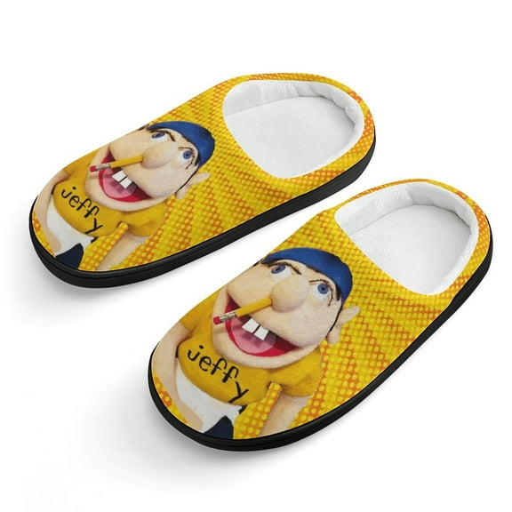 Puppet Jeffy Game Cotton Slippers For Kids Winter Warm Soft Plush Slippers with Rubber Sole Non-Slip Indoor Outdoor Slip on Shoes For Teen Boys Girls Children