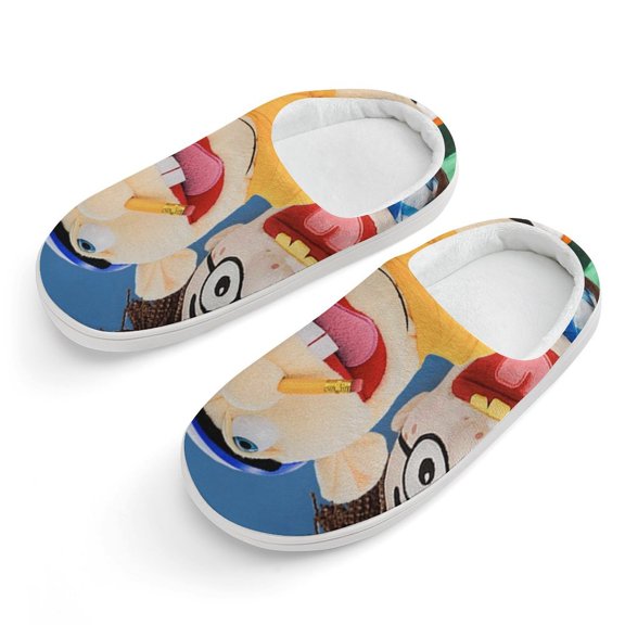 Puppets SML Jeffy Cotton Slippers For Kids Winter Warm Soft Plush Slippers with Rubber Sole Non-Slip Indoor Outdoor Slip on Shoes For Teen Boys Girls Children
