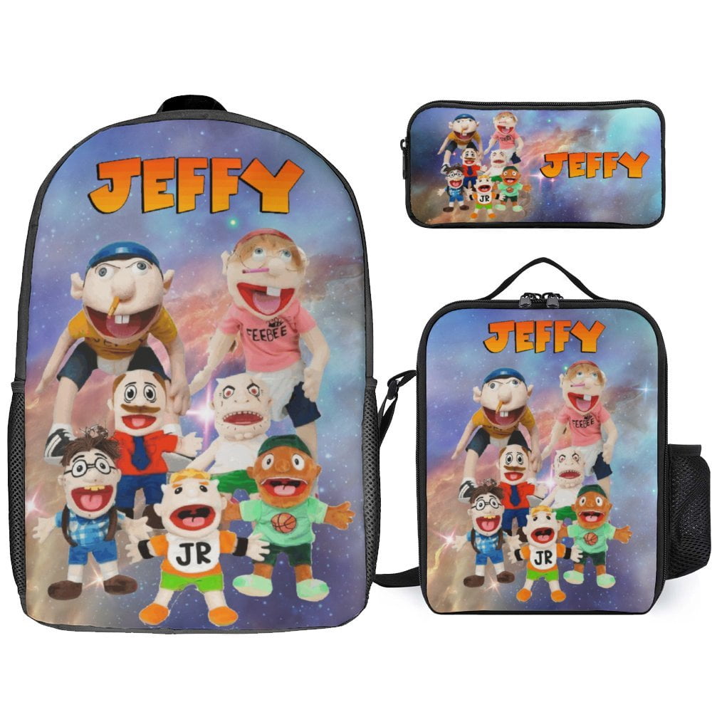 Puppets SML Jeffy Laptop Backpack With Pencil Case Lunch Bag 3 Pieces ...