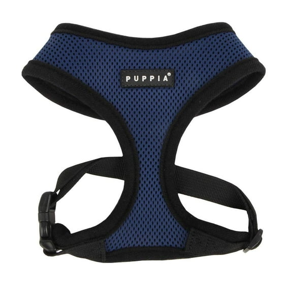 Puppia Soft Dog Harness No Choke Over-The-Head Triple Layered Breathable Mesh Adjustable Chest Belt and Quick-Release Buckle, Royal Blue, X-Small
