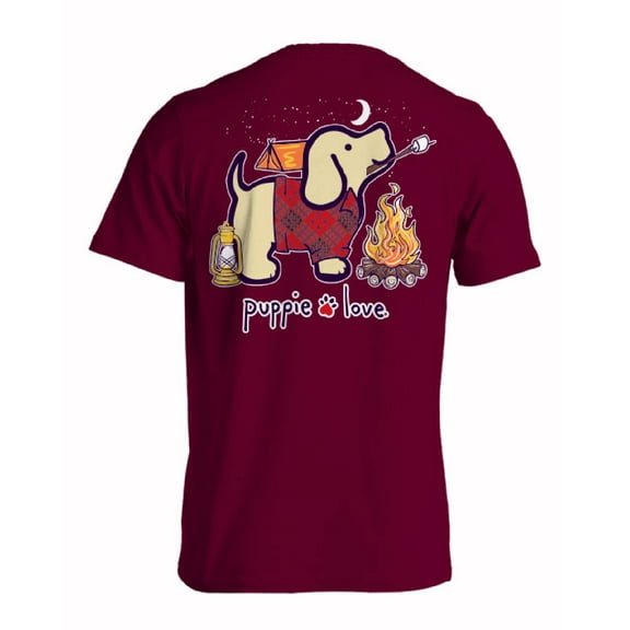 Puppie Love Dog Camping Pup and Toasted Marshmallows Short Sleeve T-Shirt