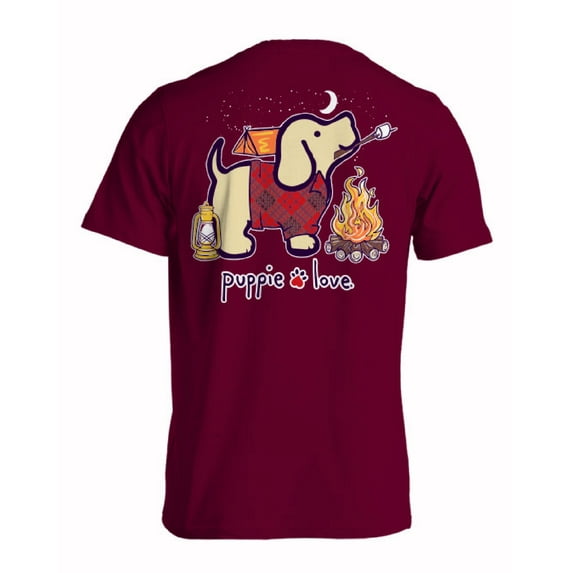 Puppie Love Dog Camping Pup and Toasted Marshmallows Short Sleeve T-Shirt