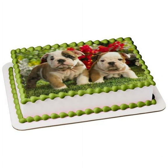 Puppies Bulldogs Edible Image Cake Topper, by A Birthday Place