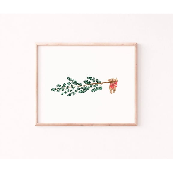 Puppy Art Poster Lab with Festive Bow (5x7 to 24x30), Unframed Poster Size 12x18 F03.1.19l1363