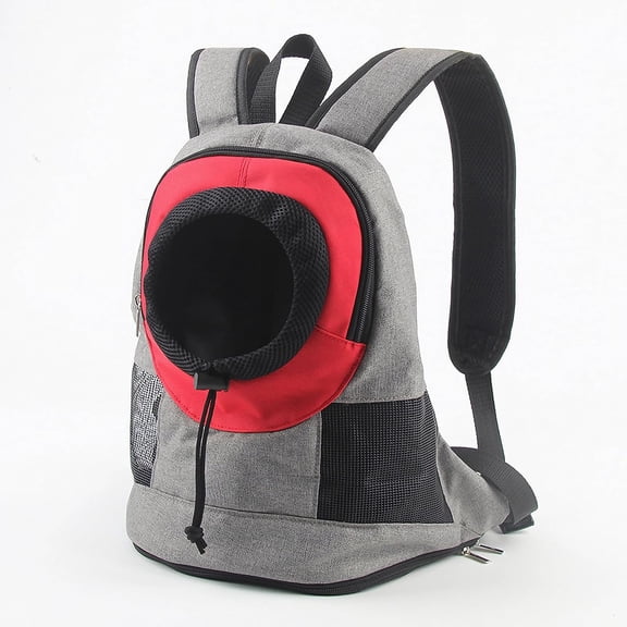Puppy Backpack Carrier for Small Dogs CatsGrey+Red
