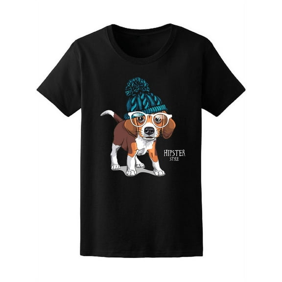 Puppy Beagle Hipster Style  T-Shirt Women -Image by Shutterstock, Female Small