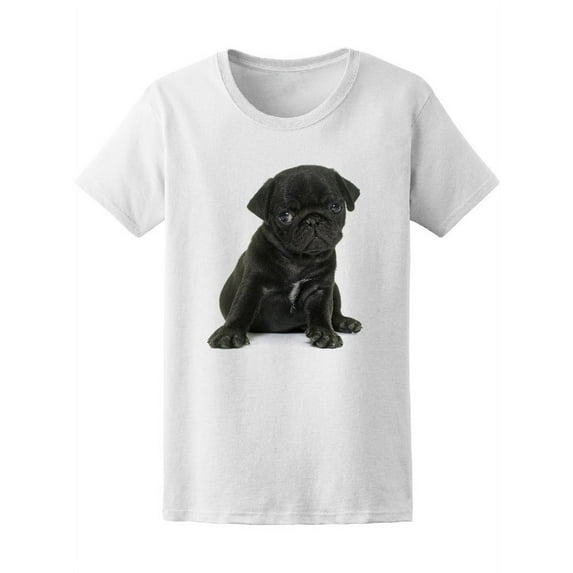 Puppy Black Pug T-Shirt Women -Image by Shutterstock, Female Large