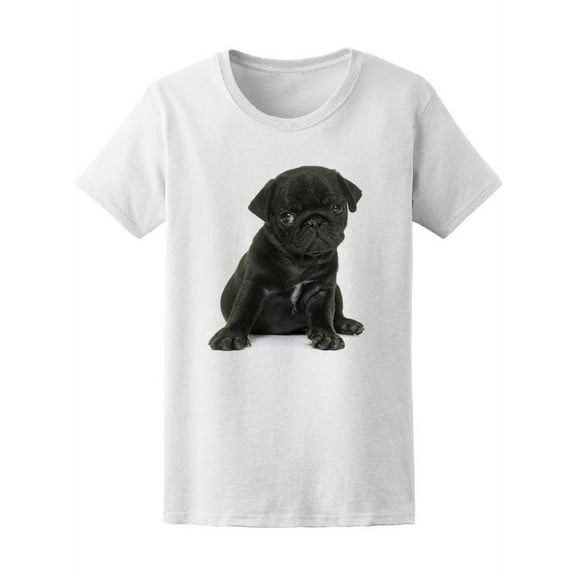 Puppy Black Pug T-Shirt Women -Image by Shutterstock, Female Small