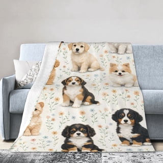 Puppy Blanket Gift Throw Blanket Cozy Soft Dog Pattern Blanket Gift for Pet Lover Cute Animal Home Decor 50x40