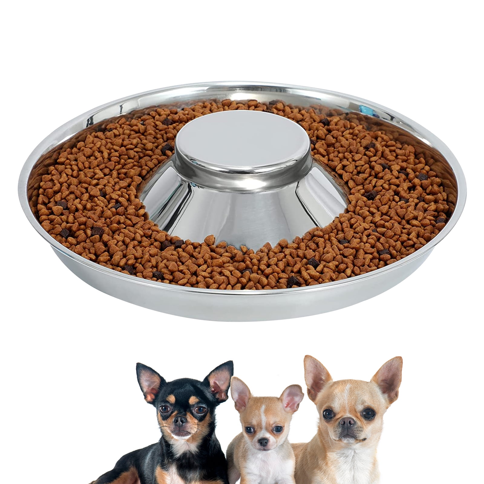 Sonoup 2 pack small dog food bowls.stainless steel dog food water bowls.the  puppy feeder food bowl.dog dish.no spill,non-slip metal