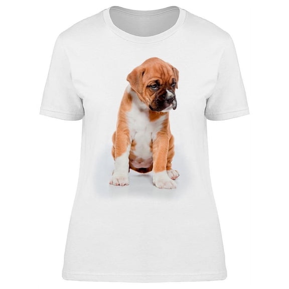 Puppy Boxer Looking Down T-Shirt Women -Image by Shutterstock, Female Small