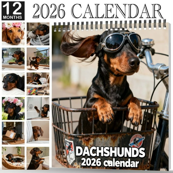 Puppy Calendar 2026 Wall Monthly Dachshunds Gifts For Lovers Women Men Mom Dad(11x8.3",1pcs)