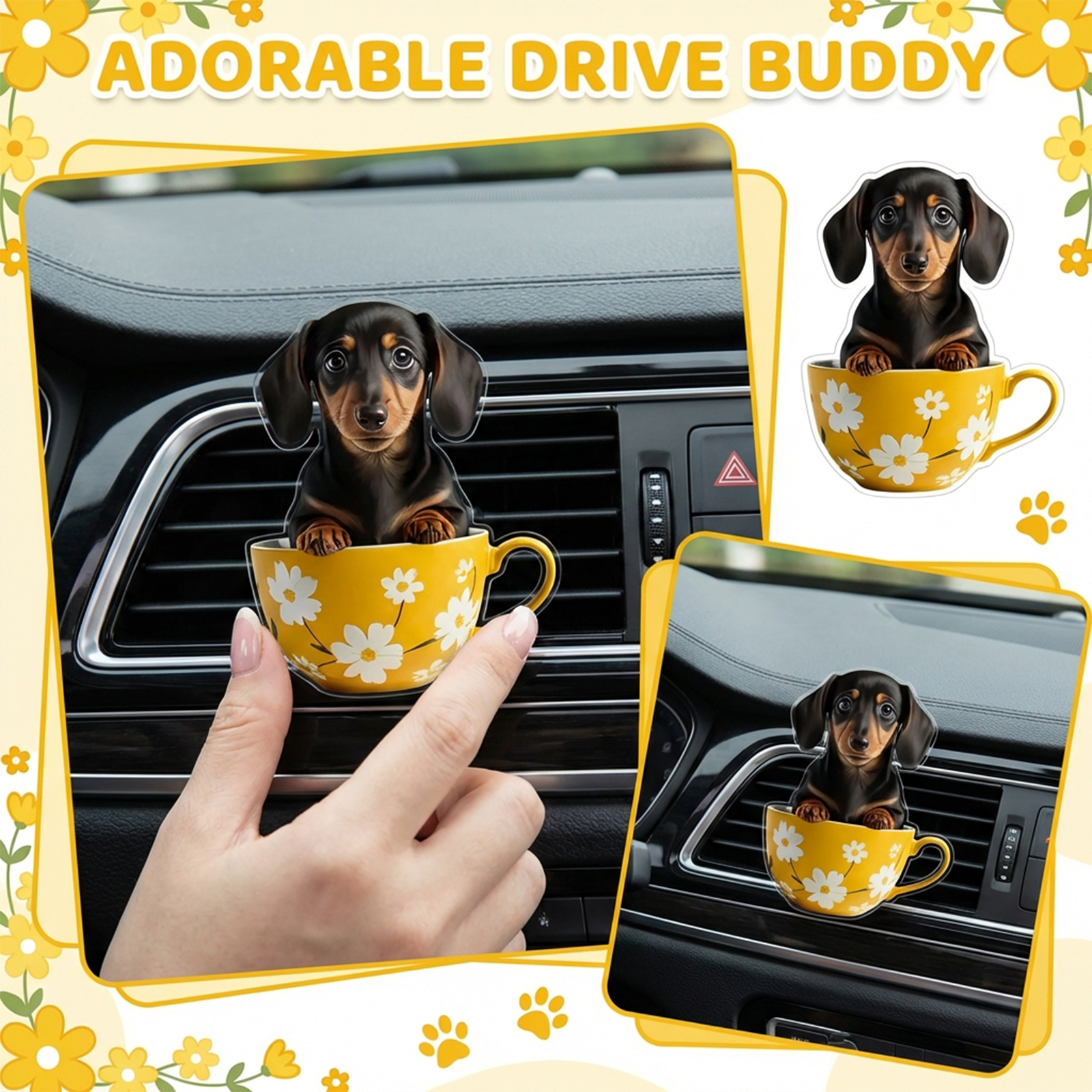 Puppy Car Vent Clip Air Freshener Cute Acrylic Dog Shape Aromatherapy ...