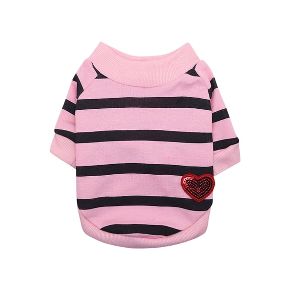 Puppy & Cat Wear, Dog Sweatshirts for Small Dogs, Extra Small Dog Clothes, Dog Valentines Outfit, Puppy Valentines Pink Striped Lightweight Thin Shirt for Small Breed Pups,