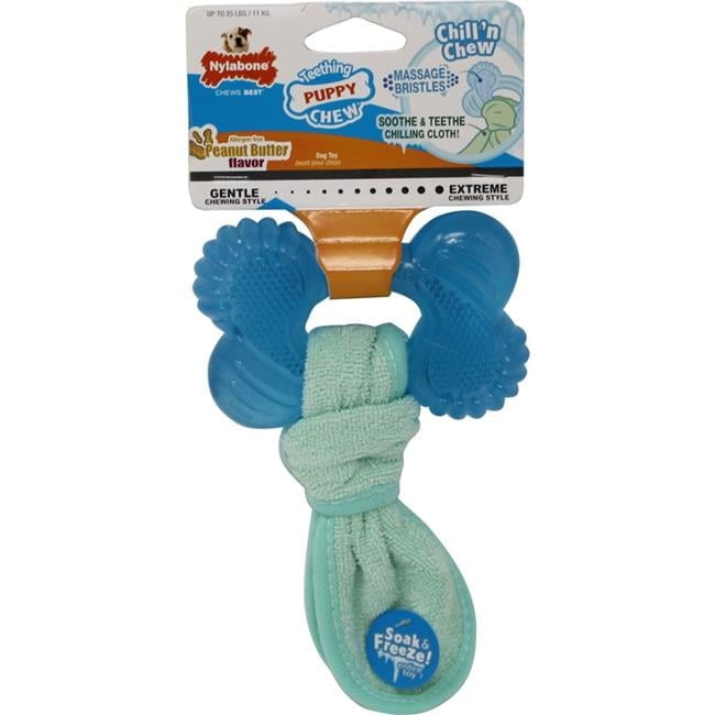 Puppy Chew Freezer Bone Toy with Washcloth Peanut Butter
