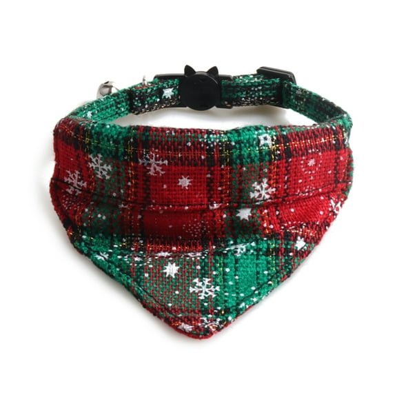 Puppy Christmas Collar Snowflake for Small Medium Girl Dogs Dog Plaids Collar Necklace Christmas Costumes