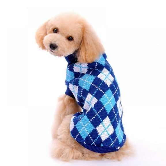 Puppy Clothes, Warm Pet Dog Knitting Sweater, Autumn and Winter Fashion Lattice Pet Jacket, XS-2XL