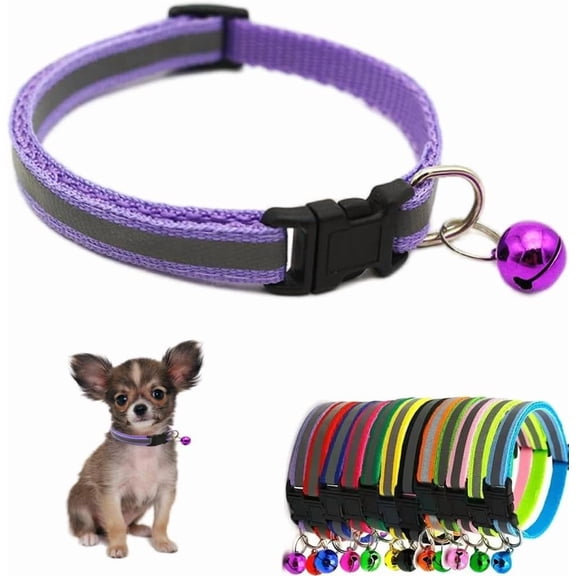 Puppy Collar with Bell, Reflective Cat Collars Girl Soft Adjustable Buckle for XXS XSmall Extra Small Puppies Female Male Tiny Pets Dogs Boy Kitten Yorkie Teacup Chihuahua Small
