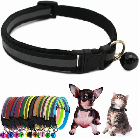 Puppy Collar with Bell, Reflective Cat Collars Girl Soft Adjustable Buckle for XXS XSmall Extra Small Puppies Female Male Tiny Pets Dogs Boy Kitten Yorkie Teacup Chihuahua Small