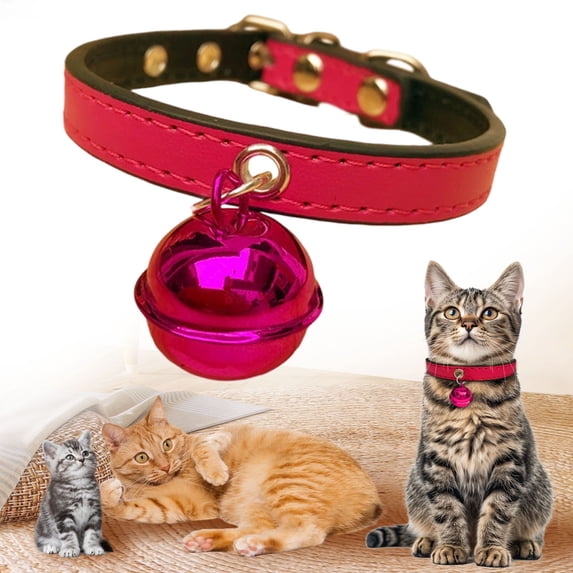 Puppy Collar – Soft PU Leather Adjustable Collar with Bell for Small Dogs & Cats, Lightweight Design