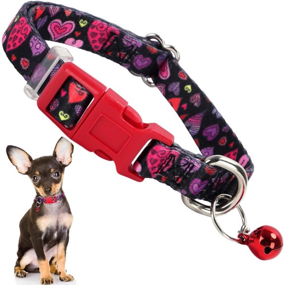 Puppy Collar with Bell, Pretty Daisy Cute Floral Flower Girl Cat Collar, Tiny Dog Collars with Bells for XXS XS Small Pet Female Dogs