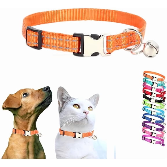 Puppy Collar with Bell, Xs Kitten Cat Collar, Nylon Metal Buckle Reflective for for XXS XS Tiny Little Dogs Male Girls Tiny Pet Small Animals