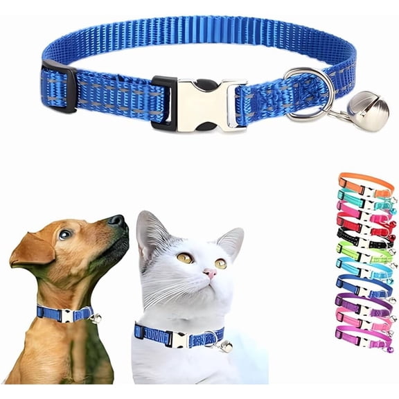 Puppy Collar with Bell, Xs Kitten Cat Collar, Nylon Metal Buckle Reflective for for XXS XS Tiny Little Dogs Male Girls Tiny Pet Small Animals